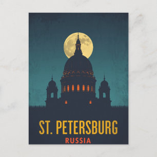 Carte Postale Cathédrale de Saint-Pétersbourg au clair de lune