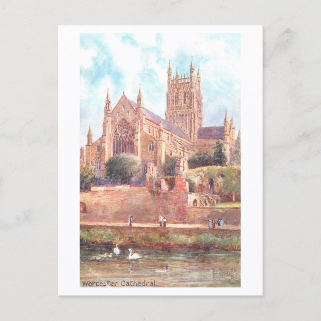 Carte Postale Cathédrale de Worcester vintage (Devant)