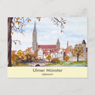 Carte Postale Cathédrale d'Ulm en Allemagne Carré de peinture