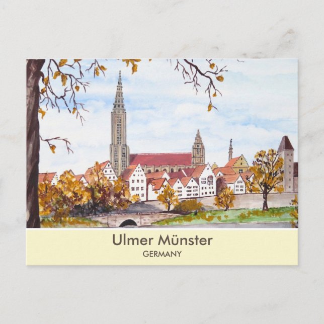 Carte Postale Cathédrale d'Ulm en Allemagne Carré de peinture (Devant)