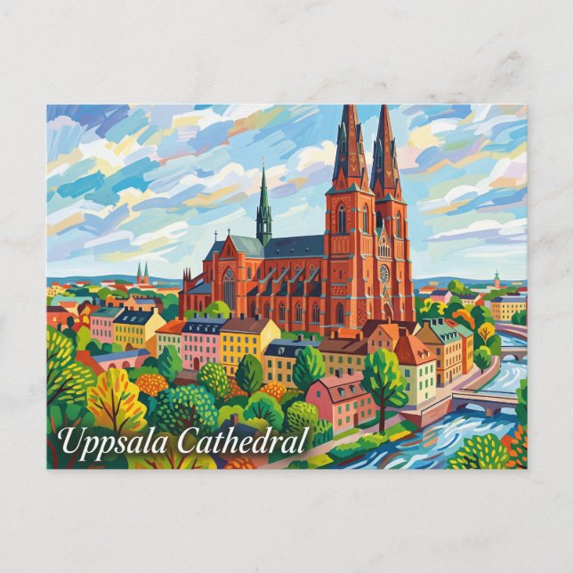 Carte Postale Cathédrale d'Uppsala Suède (Devant)