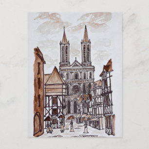 Carte Postale Cathédrale & maisons normandes Quimper, France