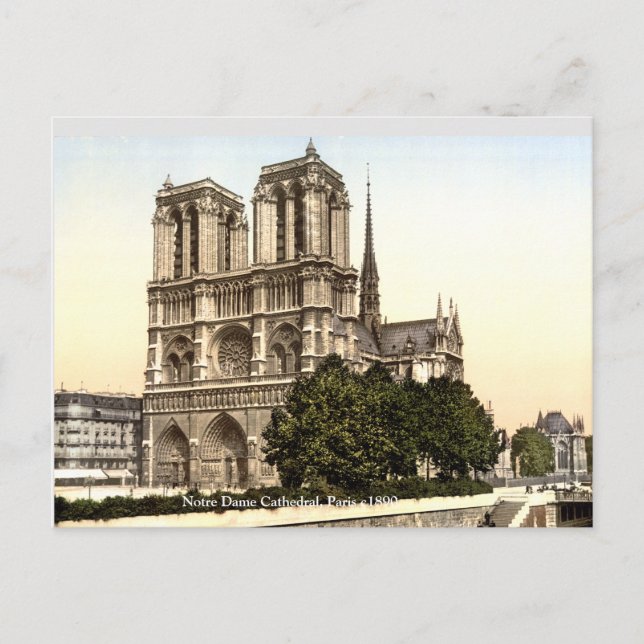 Carte Postale Cathédrale Notre-Dame c1890, tirage Vintage (Devant)