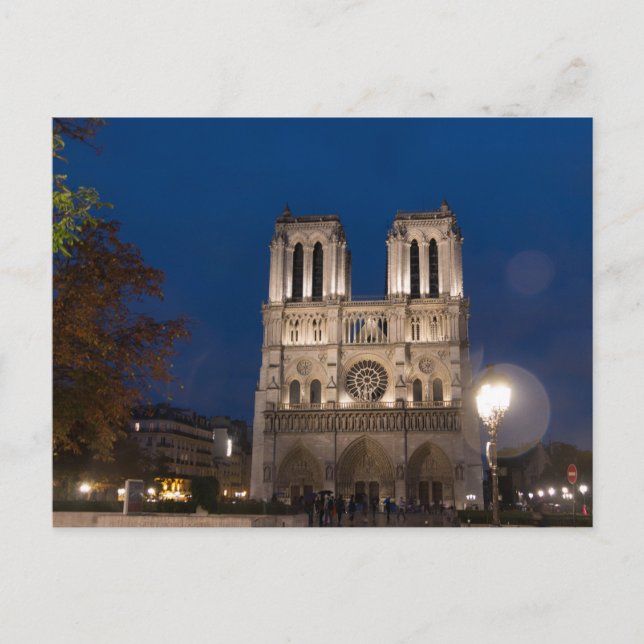 Carte Postale Cathédrale Notre-Dame de Nuit, Paris (Devant)