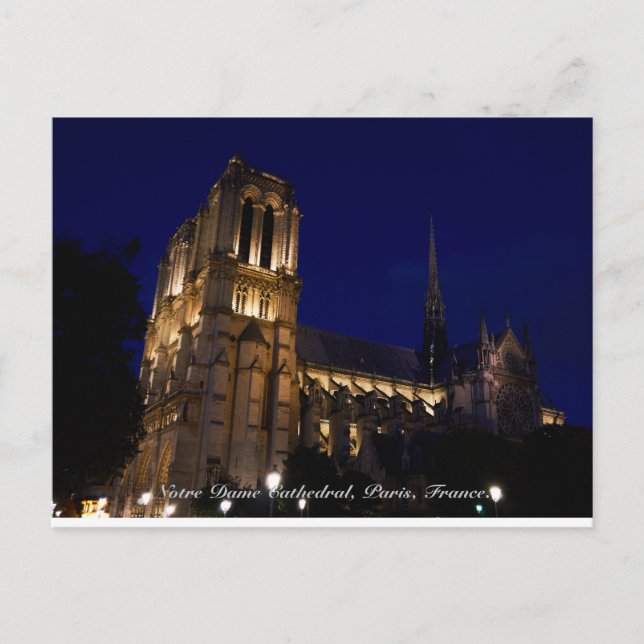Carte Postale Cathédrale Notre-Dame de nuit, Paris, France (Devant)