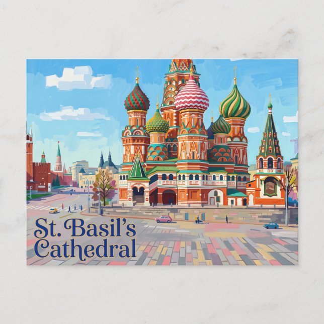 Carte Postale Cathédrale Saint-Basile Russie (Devant)
