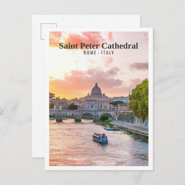 Carte Postale Cathédrale Saint-Pierre Rome Italie (Devant / Derrière)