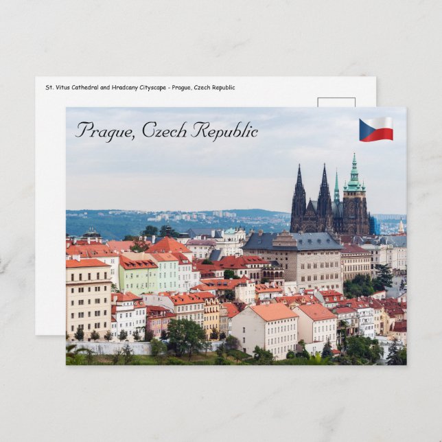 Carte Postale Cathédrale Saint-Vitus et Cityscape de Prague - Tc (Devant / Derrière)