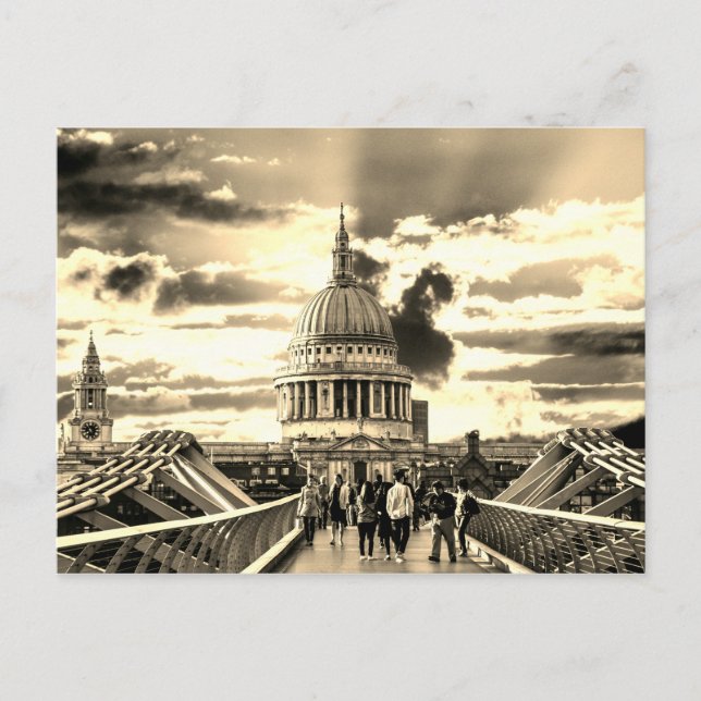 Carte Postale Cathédrale St Paul, Londres Sepia (Devant)