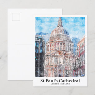 Carte Postale Cathédrale St Paul Londres Travel Aquarelle