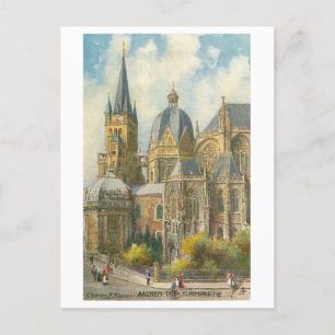 Carte Postale Cathédrale vintage d'Aachen Allemagne