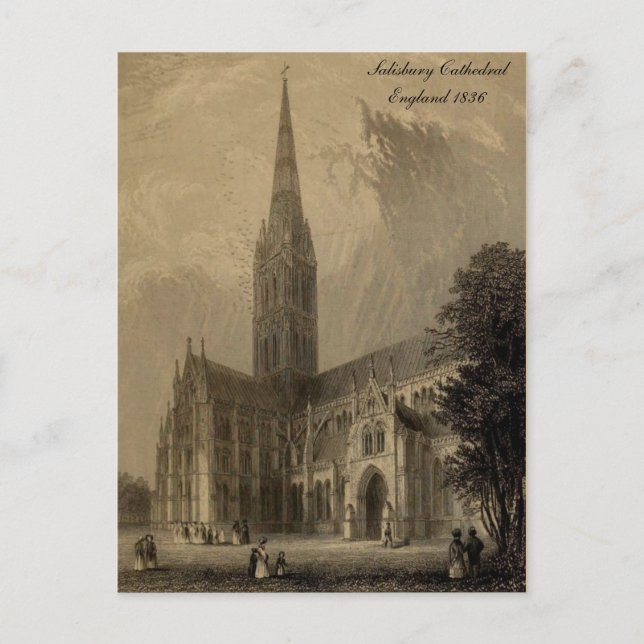Carte Postale Cathédrales d'Angleterre Série : Salisbury 1836 (Devant)