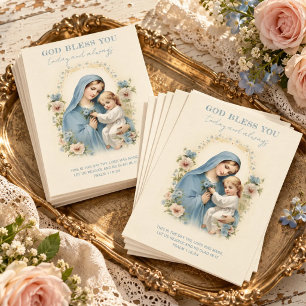 Carte Postale Catholique Marie et Jésus Écriture Florale