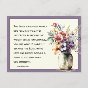 Carte Postale Catholique Sainte-Padre Pio Citation Florale