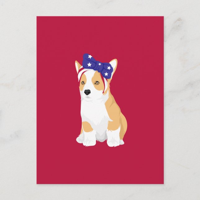 Carte Postale Cathy La Patriotique du 4 juillet américain Corgi (Devant)