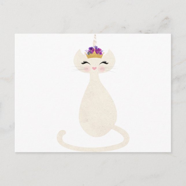 Carte Postale caticorn licorne chat avec couronne princesse (Devant)