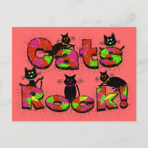Carte Postale Cats Rock—Cadeaux Amoureux de les chats