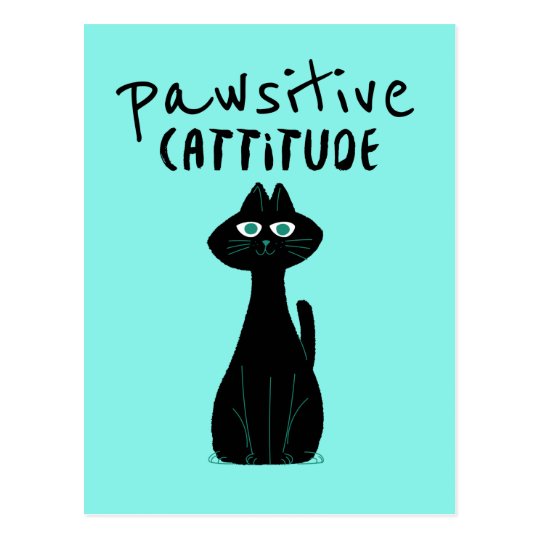 Carte Postale Cattitude Provocatrice Cute Humour Chat Noir Turqu Zazzle Fr