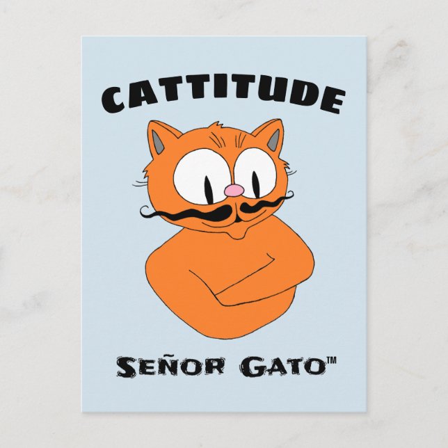 Carte Postale "CATTITUDE" Señor Gato Moustache Chat (Devant)