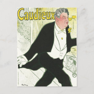Carte Postale Caudieux par Toulouse Lautrec, Art Nouveau Vintage