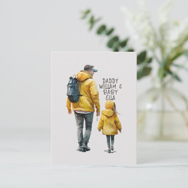 Carte Postale Caution père et fille (3) (Debout devant)