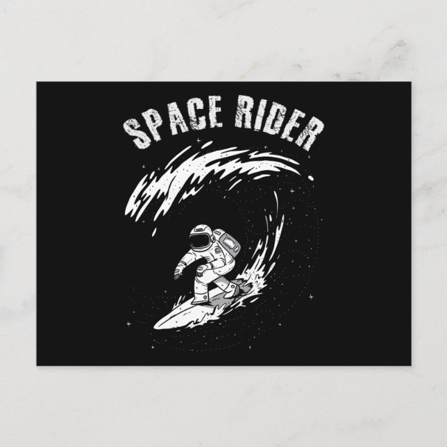 Carte Postale Cavalier de l'espace Astronaute en surf (Devant)