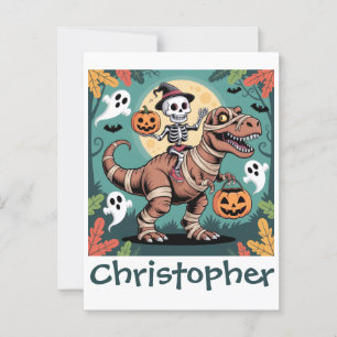 Carte Postale Cavalier Dino Squelette – Squelette sur T-Rex Momi