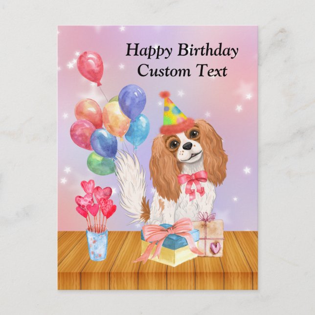 Carte Postale Cavalier King Charles Spaniel Blenheim Anniversair (Devant)