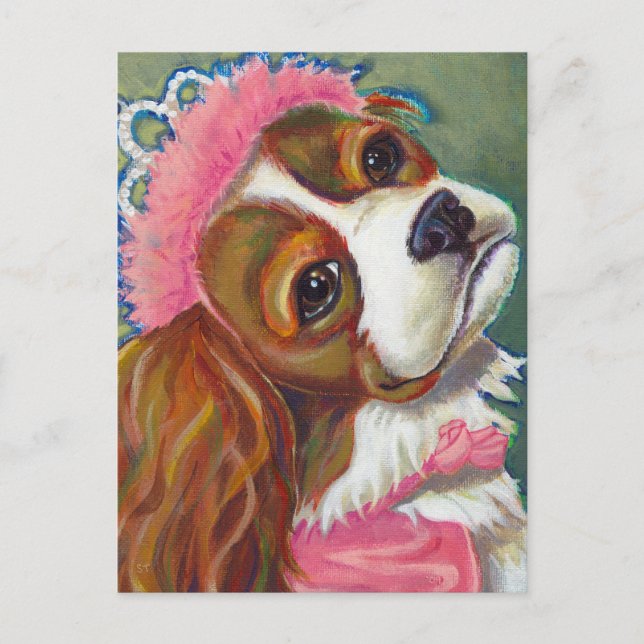 Carte Postale Cavalier King Charles Spaniel Chienne Princesse AR (Devant)