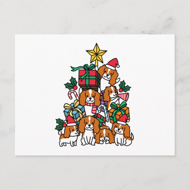 Carte Postale Cavalier King Charles Spaniel Christmas Tree (Devant)