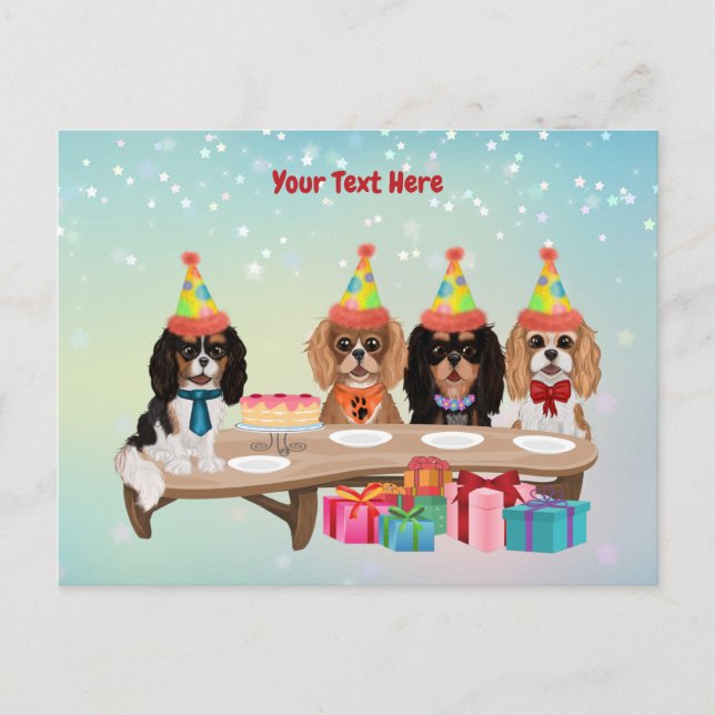 Carte Postale Cavalier King Charles Spaniel de naissance (Devant)