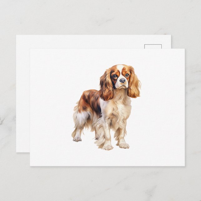 Carte Postale Cavalier King Charles Spaniel print Dog art print (Devant / Derrière)