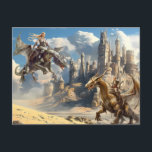 Carte Postale Cavaliers de dragon à l'aquarelle Fantastique<br><div class="desc">Cette conception peut être personnalisée en choisissant l'option de personnalisation supplémentaire pour ajouter du texte.

Contactez-moi à colorflowcreations@gmail.com si vous souhaitez avoir ce design sur un autre produit.
Voir plus de mes créations ou suivez-moi sur www.facebook.com/colorflowcreations,  www.instagram.com/colorflowcreations,  www.twitter.com/colorflowart,  et www.pinterest.com/colorflowcreations.</div>