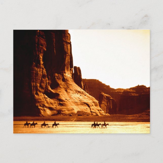Carte Postale Cavaliers Navajos Dans Canyon De Chelly 1904 Par E (Devant)