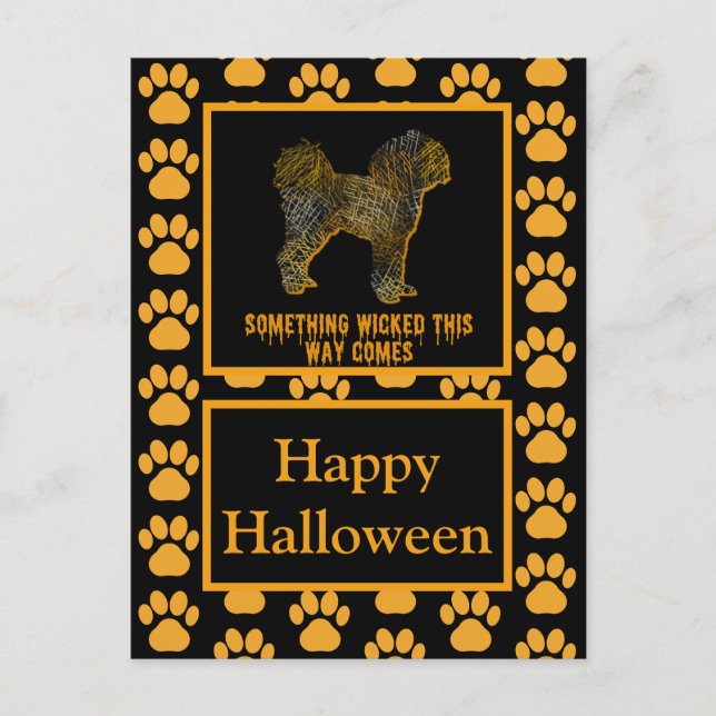 Carte Postale Cavapoo Anglais Chien Silhouette Halloween (Devant)