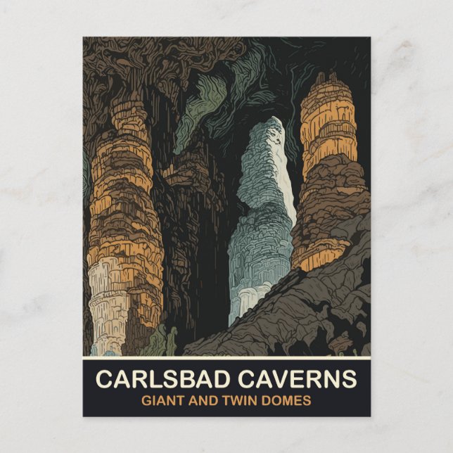 Carte Postale Cavernes Carlsbad, Domes géants et jumeaux, Voyage (Devant)