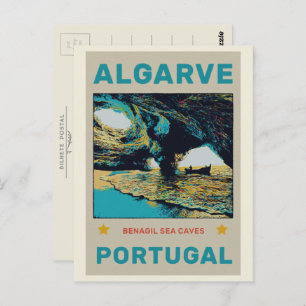 Carte Postale Cavernes de Benagil illustration Algarve Portugal