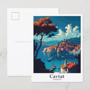 Carte Postale Cavtat Croatie Vintage voyage d'art