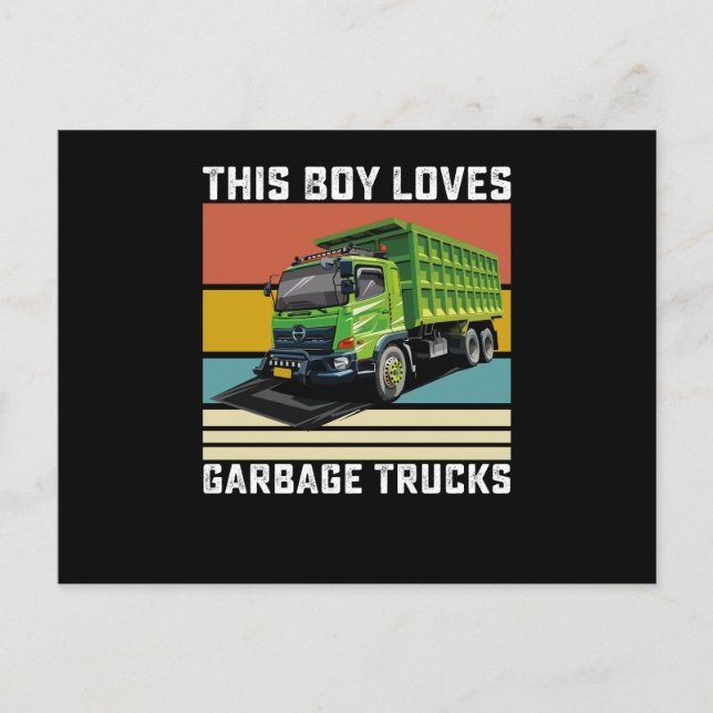Carte Postale Ce garçon adore les camions-poubelles (Devant)