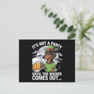 Carte Postale Ce n'est pas une fête avant Dachshund Irish Beer W