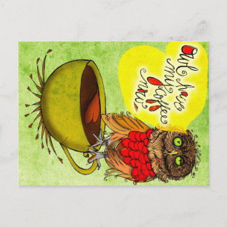 Carte Postale Ce que mon #Café me dit - hibou AVEZ MON CAFÉ NON