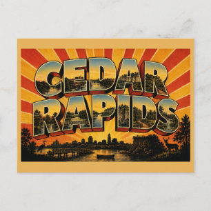 Carte Postale Cedar Rapids Iowa Falaises de la rivière Forêts Ar