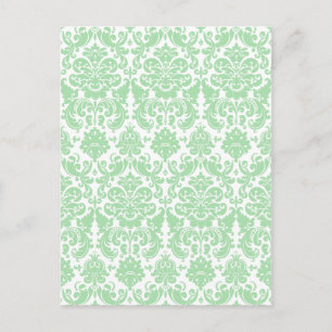 Carte Postale Celadon et blanc élégant modèle Damask