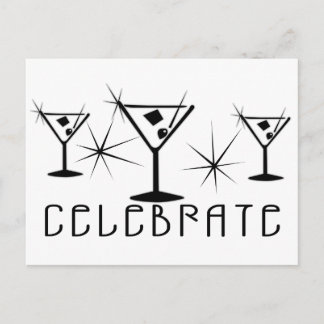 Carte Postale Celebrate - Retro Martinis - Noir & Blanc