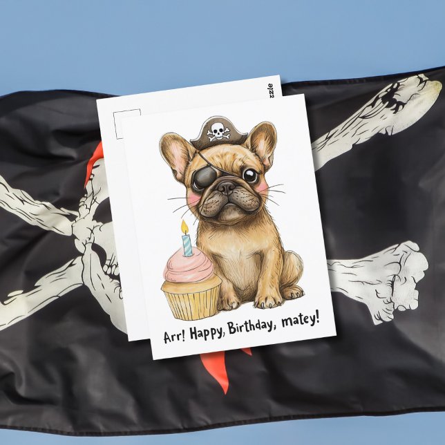 Carte Postale Célébration d'anniversaire de Bouledogue Français  (Créateur téléchargé)