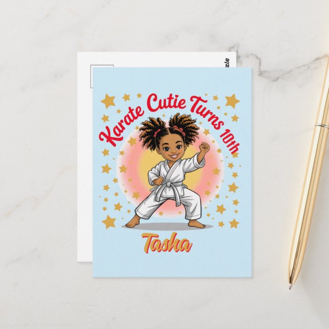 Carte Postale Célébration d'anniversaire de Karaté Chérie, art m (Devant/Arrière en situation)