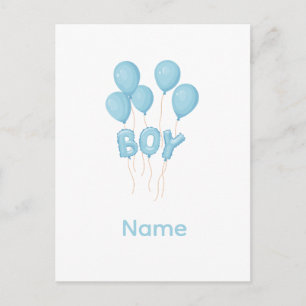 Carte Postale Célébration de ballon bébé garçon bleu 