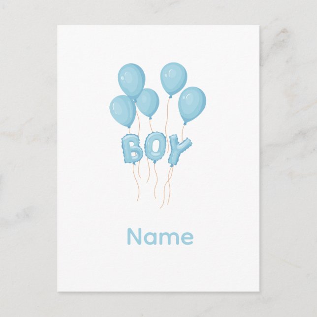 Carte Postale Célébration de ballon bébé garçon bleu  (Devant)