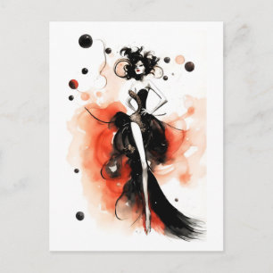 Carte Postale Célébration de la mode. Belle femme en robe de lux