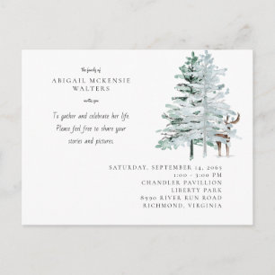 Carte Postale Célébration de la vie de cerf à l'aquarelle en for